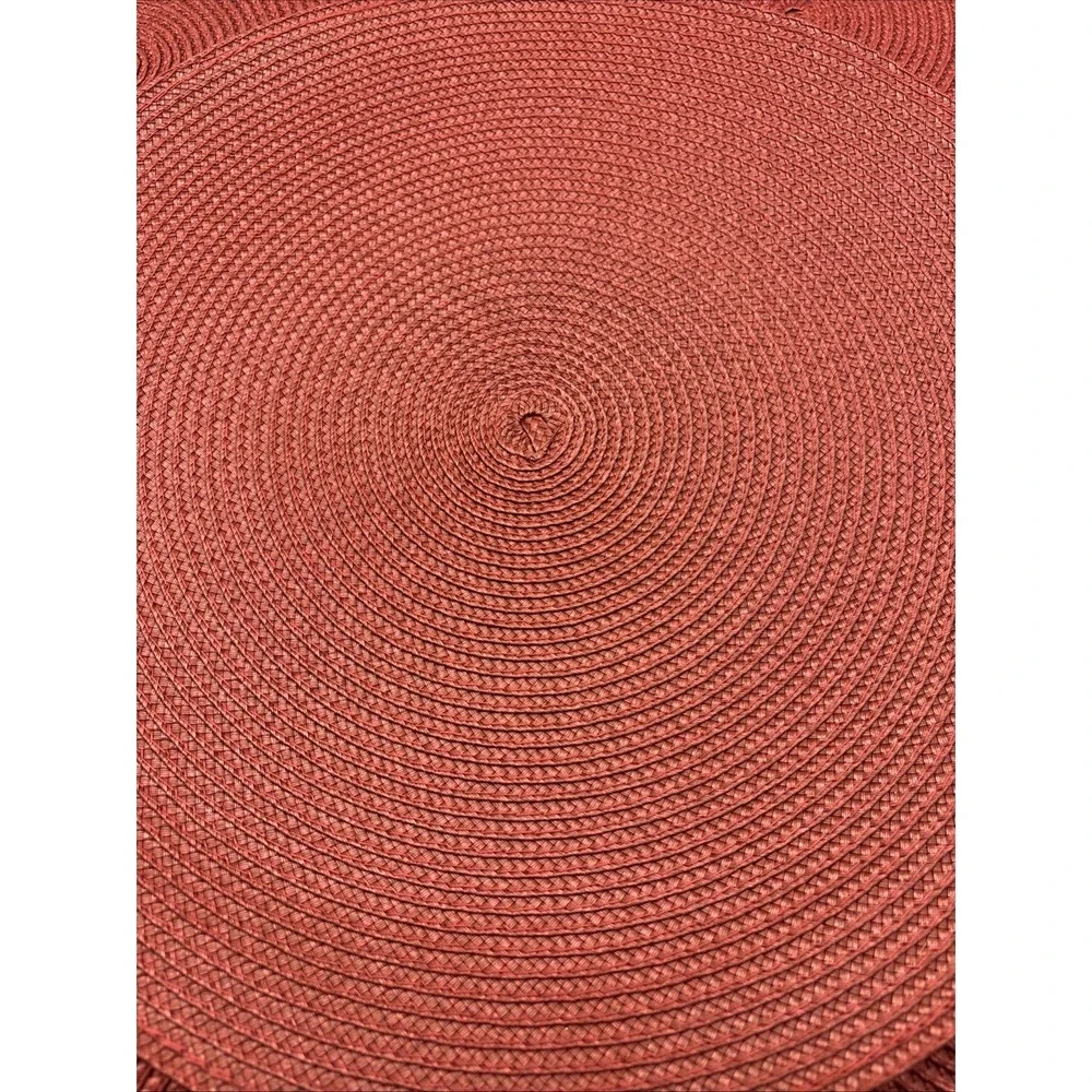 PIER 1 IMPORTS Napperon Burgundy/Red Weaved Round Table Placemats Set of 5, 15